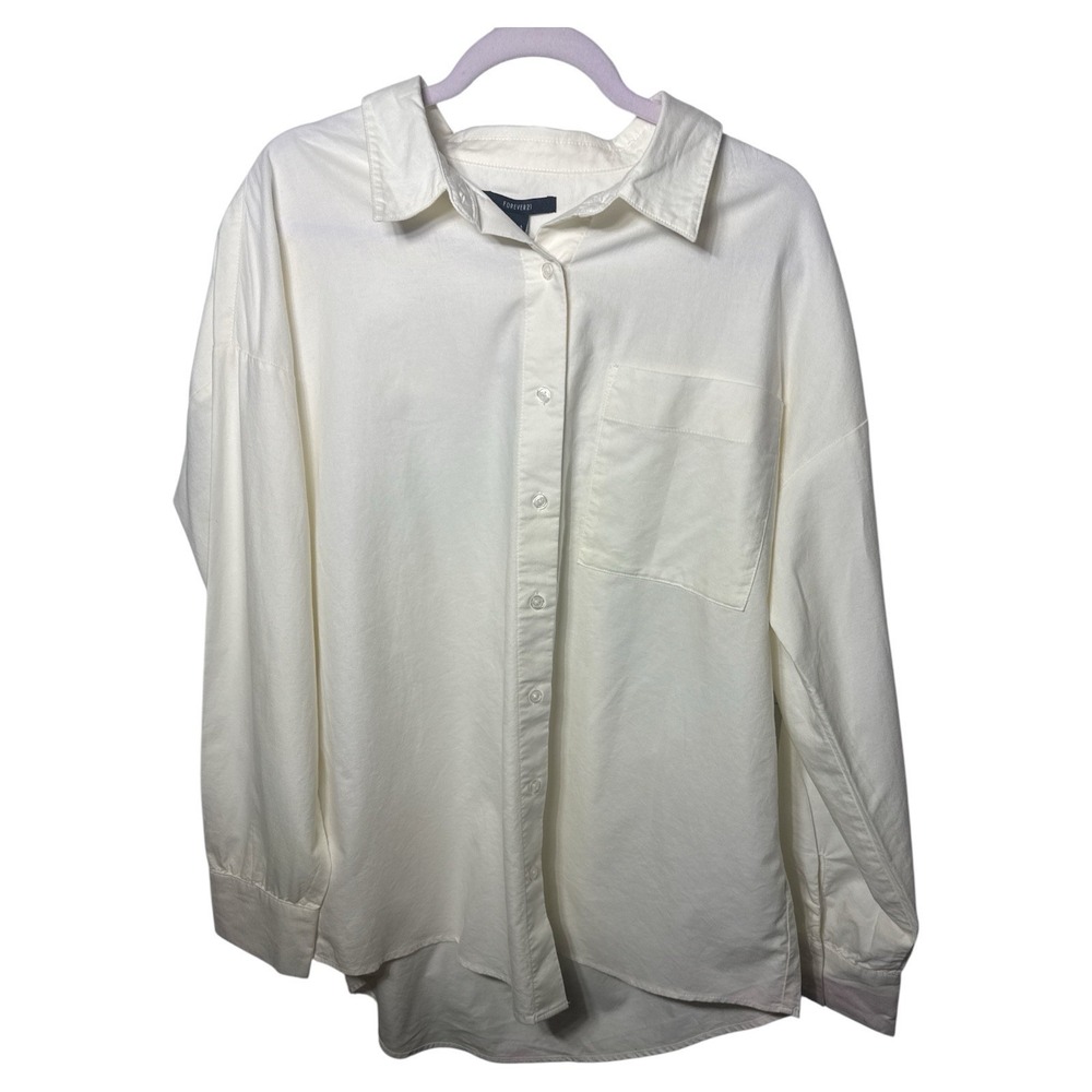 Forever 21 Women's‎ White Button-Up Shirt Large NWT